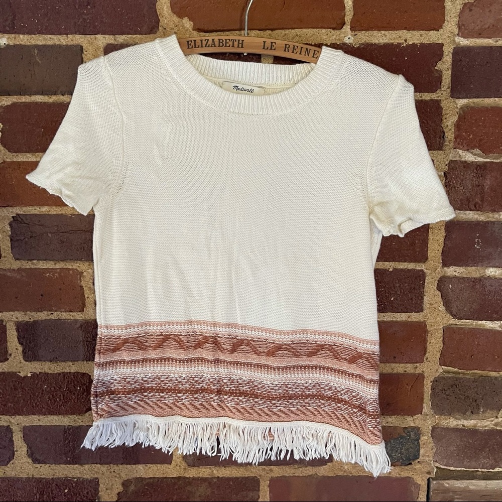 Madewell fringed Medina knit sweater tee striped